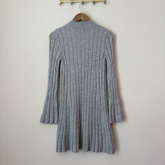 Anthropologie Ribbed Knit Sweater Dress Medium Grey - Picture 4 of 8